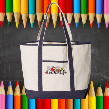 Embroidered Teacher Life Tote